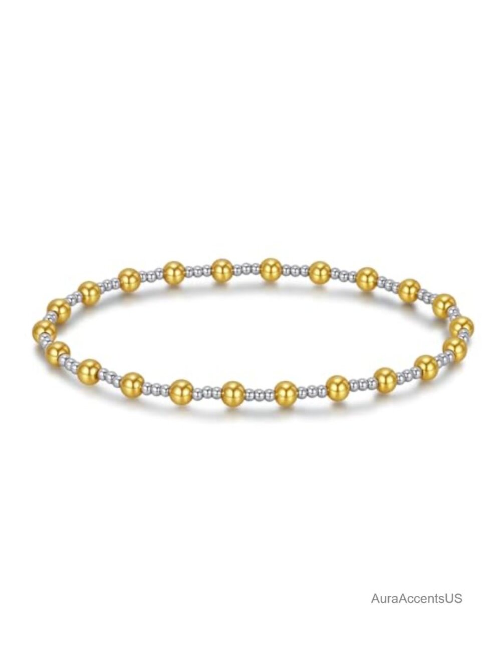 Stainless Steel 18K Gold Plated Bead Bracelet